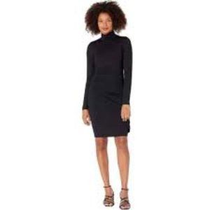 Susana Monaco Black Mask Mock Neck Stretch Knit Midi Dress Size L NWT